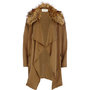 Khaki faux fur collar waterfall jacket