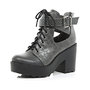 Grey croc cut out block heel boots