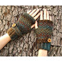 Crocheted Fingerless Gloves Mittens - Fingerless Gloves in Chocolate Peacock - Fall Fashion Accessories