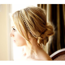 Crystal Silver or Gold Tone  Headband Ribbon Tie-on Bridal Special Occasion Hair Accessory Wedding Accessories