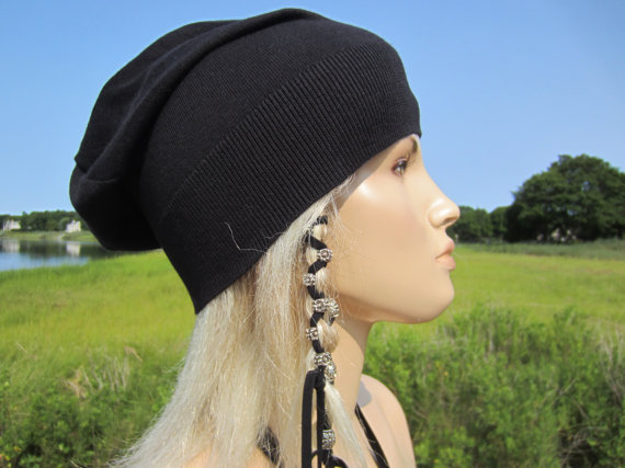 Black Slouchy Beanie Hat Bl...