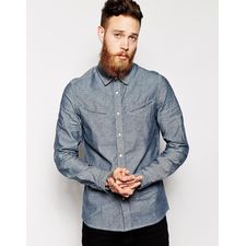 Image 1 of ASOS Western Chambray Shirt In Long Sleeve