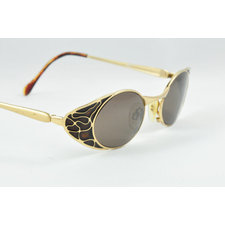 Vintage TURA Sunglasses, Oval with Gold & Black Filigree Sides, Ready to Wear