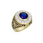 Ion Gold Plated Sapphire and Clear CZ Men's Ring
