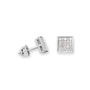 Rhodium Plated Square Pave CZ Earrings