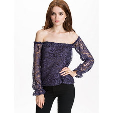 Off - Shoulder Heavy Lace - Notion 1.3 - Dark Purple - Tops - Clothing - Women - Nelly.com