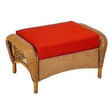 Martha Stewart Living Charlottetown Natural All-Weather Wicker Patio Ottoman with Quarry Red Cushion-65-909556/2 at The Home Depot