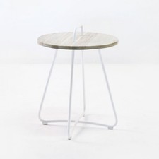 distressed teak side table