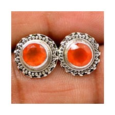 Awesome 925 sterling silver Gemstone Faceted Carnelian Stud