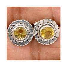 Handmade 925 sterling silver Gemstone Citrine Stud