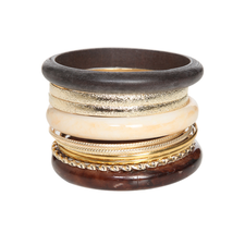 Wood Marble Bangle Set - Bracelets 