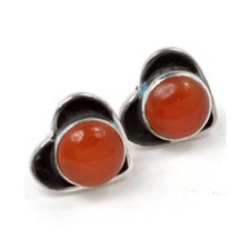 Stunning 925 sterling silver Gemstone Carnelian Stud