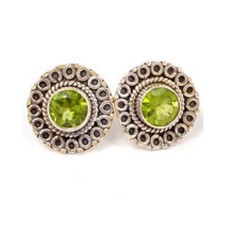 Genuine 925 sterling silver Gemstone Peridot Stud