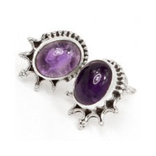 Unique 925 sterling silver Gemstone Amethyst Stud1511