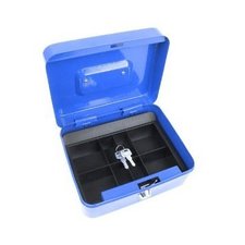 Stalwart 75-6580BLU Hawk 8-Inch Key Lock Blue Cash Box with Coin Tray