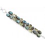 Genuine 925 sterling silver Labradorite And Green Amethyst Gemstone Cluster Bracelet