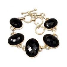 Beautiful 925 sterling silver Faceted Black Onyx Bracelet