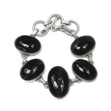 Handcrafted 925 Sterling Silver Banded Agate Bracelet