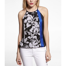 PRINTED HIGH NECK BLOUSON CAMI at Express