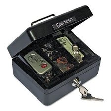 Select Individual-Size Cash Box, 4-Compartment Tray, 2 Keys, Black/Silver Handle