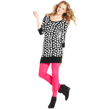 Sweater Project Juniors Sweater, Long Sleeve Heart-Print Tunic - Juniors Dresses - Macy's