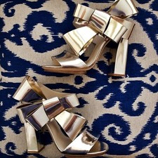 Delpozo Metallic-Leather Bow-Detail Sandals | Spotted on @weworewhat