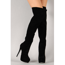 Mia-3 Suede Almond Toe Stiletto Platform Boot