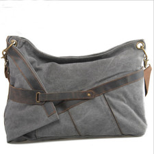 CANVAS bags BACKPACK Superior Genuine Cow Leather Briefcase / Messenger bags / 15' Laptop bags / Men's leather Bags (6225-Gray) from Handmade Leather Canvas Bags