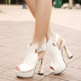 Fish head high-heeled shoes boots sandals Roman style waterproof shoes