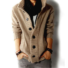 Men's High Collar Cardigan