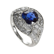 Art Deco Sapphire Diamond Platinum Ring