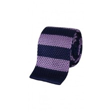 Lavender and Blue Striped Silk Knit Tie