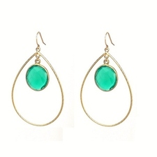 Rachael Ryen - Emerald Green Onyx Hoop Earrings $75 - Show Pony Boutique
