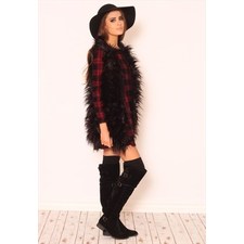 PREMIUM BLACK FAUX FUR GILLET WINTER COAT JACKET 
