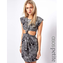 Image 1 of ASOS PETITE Exclusive Bodycon Dress In Skull Print With Knot Front