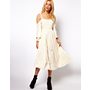 Image 1 of ASOS Midi Dress With Flower Applique And Cold Shoulder