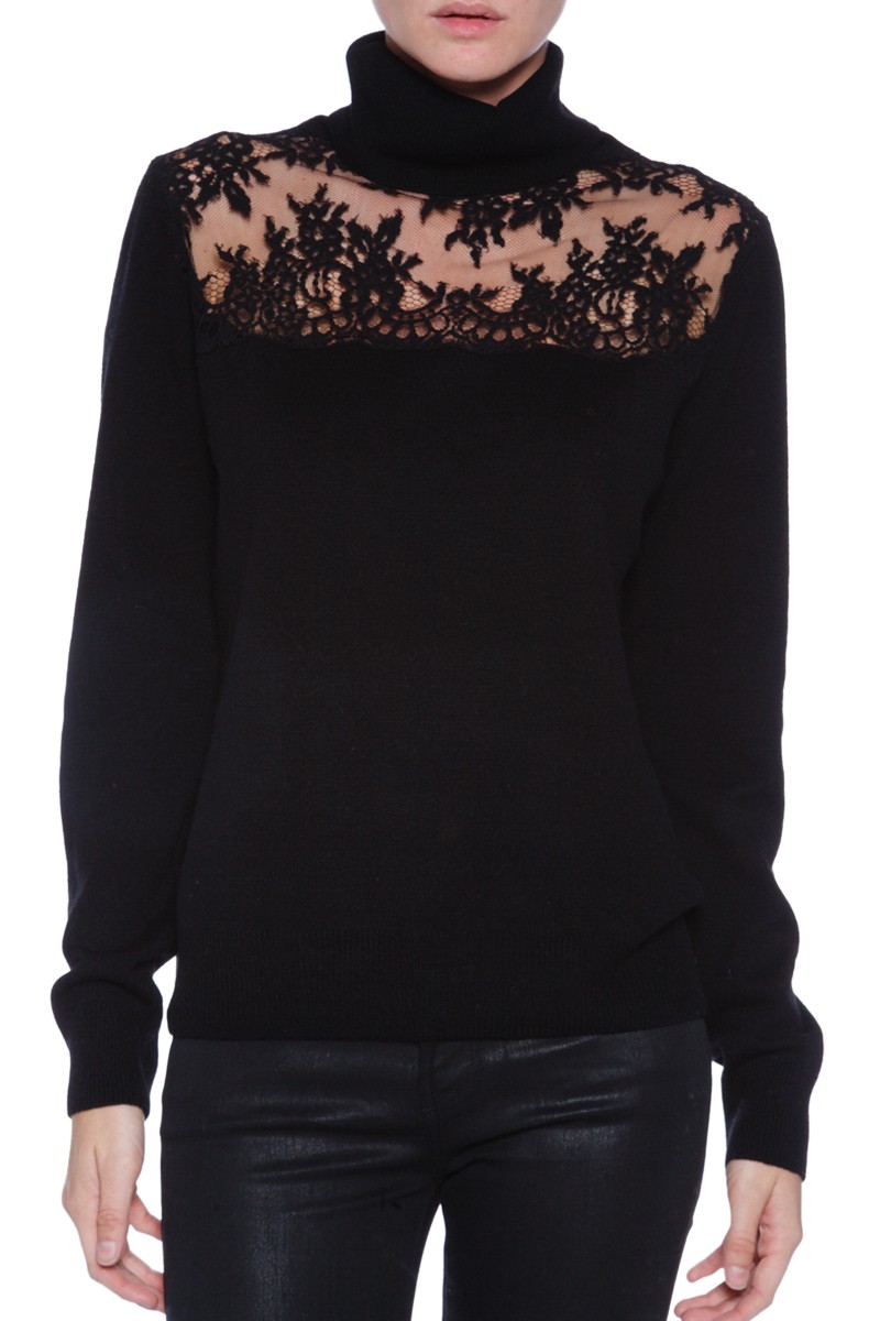 Turtle Neck Sweater with Lace 