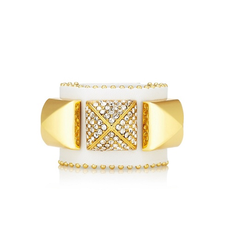 Pave Pyramid Leather Cuff