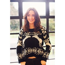 DEER FLUFFY CHRISTMAS JUMPER IN BLACK