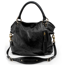 Black Anglo Lambskin Carryall Handbag