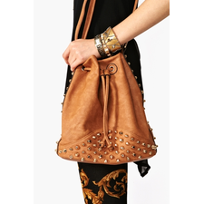 Studded Bucket Bag - Tan 