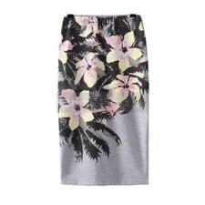 Flowers Printed Side Split Bodycon Skirts