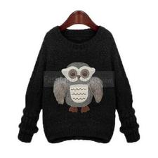  Owl Animal Motif Knitted Sweater Pullover