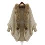 Plus Size Fur Collar Bat Sleeve Knit Cardigans for Women