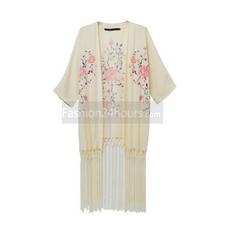 Floral Half Sleeves Waterfall Tassel Cardigans