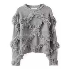 Stylish Short Fringed Pullover 
