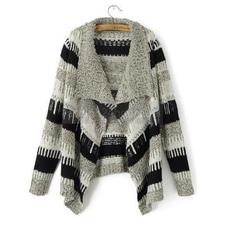 Blocking Colour Striped Baggy Sweater Cardigan