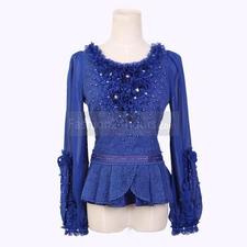  Round Neck Long-sleeved Lace Shirts