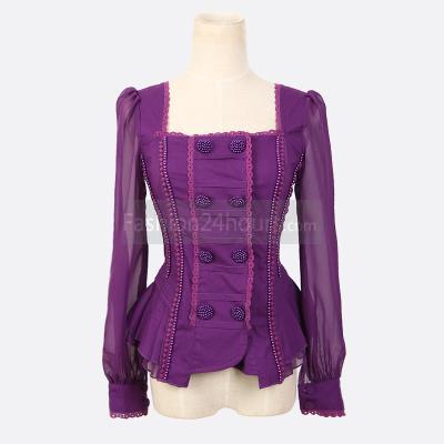 Double-breasted Long Sleeve...