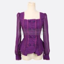 Double-breasted Long Sleeve Chiffon Shirts